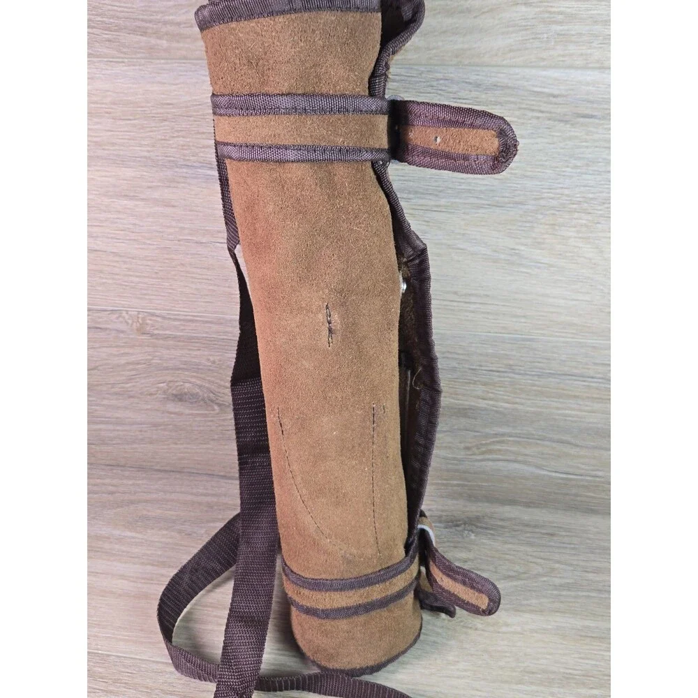 Vtg. Unbranded Suede Leather Chef Knife Roll Storage Case Carrier 8 Pocket